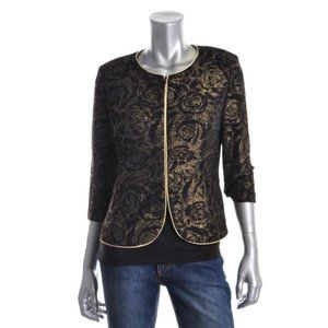 Alex Evenings Womens Gold/black Metallic Jacket XL
